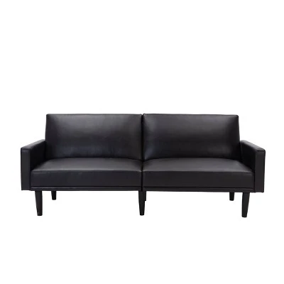 Faux Leather Futon Sofa With Arms Black - Room Essentials™ 5 Faux Leather Futon Sofa With Arms Black - Room Essentials™ - Image 3