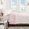 Dash Stripe Printed Microfiber Reversible Comforter & Sheets Set Ivory/Light Pink - Room Essentials™