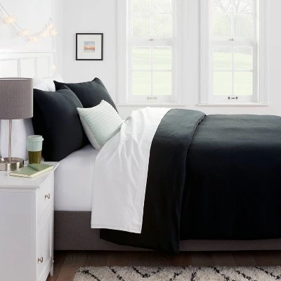 Microfiber Textured Duvet Cover & Sham Set - Room Essentials™ 3 Microfiber Textured Duvet Cover & Sham Set - Room Essentials™