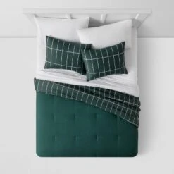 Grid Print Microfiber Reversible Comforter & Sheet Set Dark Green - Room Essentials™ -Room Essentials Sale GUEST 4daf5f1a f5e2 4ffd 9c0a 0163fb5f2872