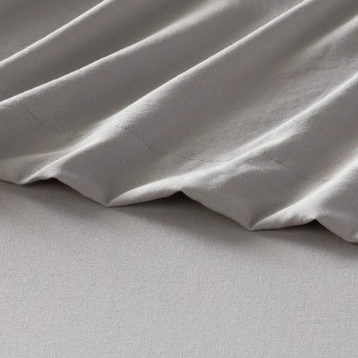 King Garment Washed Microfiber Solid Sheet Set Gray - Room Essentials™ 4 King Garment Washed Microfiber Solid Sheet Set Gray - Room Essentials™ - Image 2