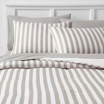 Stripe Microfiber Reversible Comforter & Sheet Set Gray - Room Essentials™ 10 Stripe Microfiber Reversible Comforter & Sheet Set Gray - Room Essentials™ - Image 8