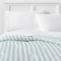 Microfiber Reversible Stripe Comforter Mint Green - Room Essentials™ -Room Essentials Sale GUEST cd174111 defd 4397 bcf3 048fba4ec0a1