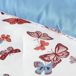 Butterfly Print Microfiber Decorative Bed Set With Throw Blue/Red/White - Room Essentials™ -Room Essentials Sale GUEST e5e4b6cc 1806 41ef 8aa1 1eb079de34ef
