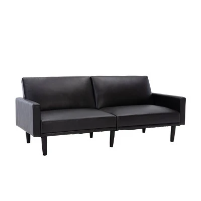 Faux Leather Futon Sofa With Arms Black - Room Essentials™ 9 Faux Leather Futon Sofa With Arms Black - Room Essentials™ - Image 7