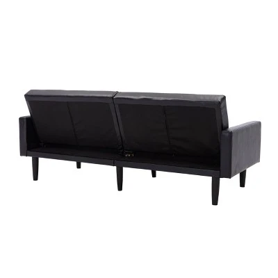 Faux Leather Futon Sofa With Arms Black - Room Essentials™ 8 Faux Leather Futon Sofa With Arms Black - Room Essentials™ - Image 6